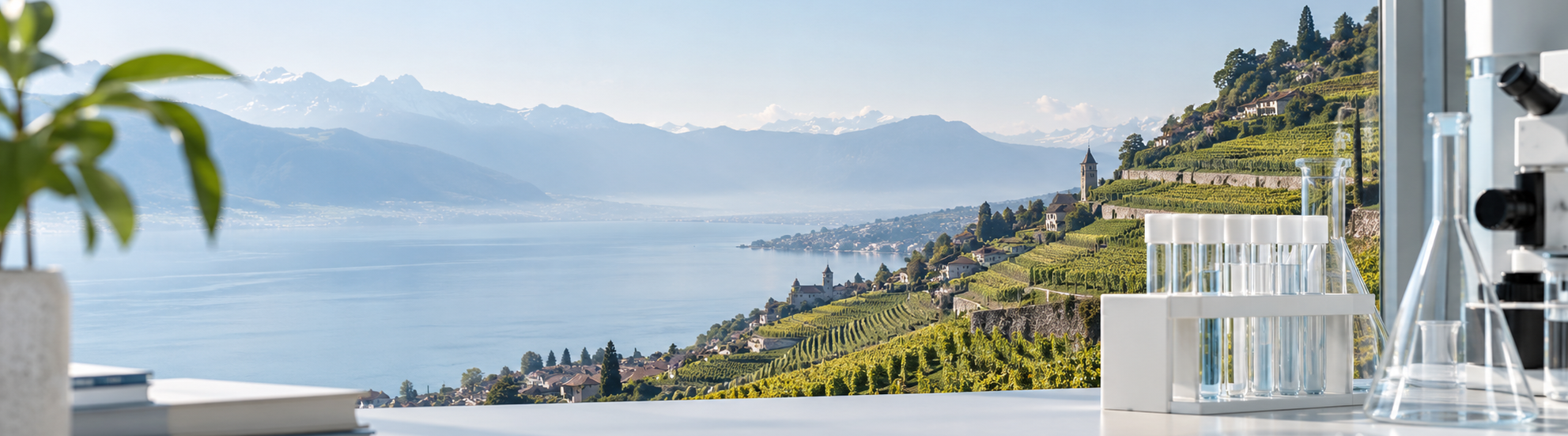 Science suisse avec vue sur les vignobles de Lavaux et le lac Léman